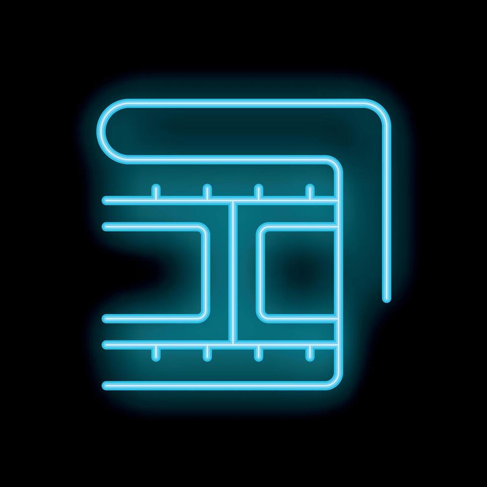 Neon film strip glowing on black background vector