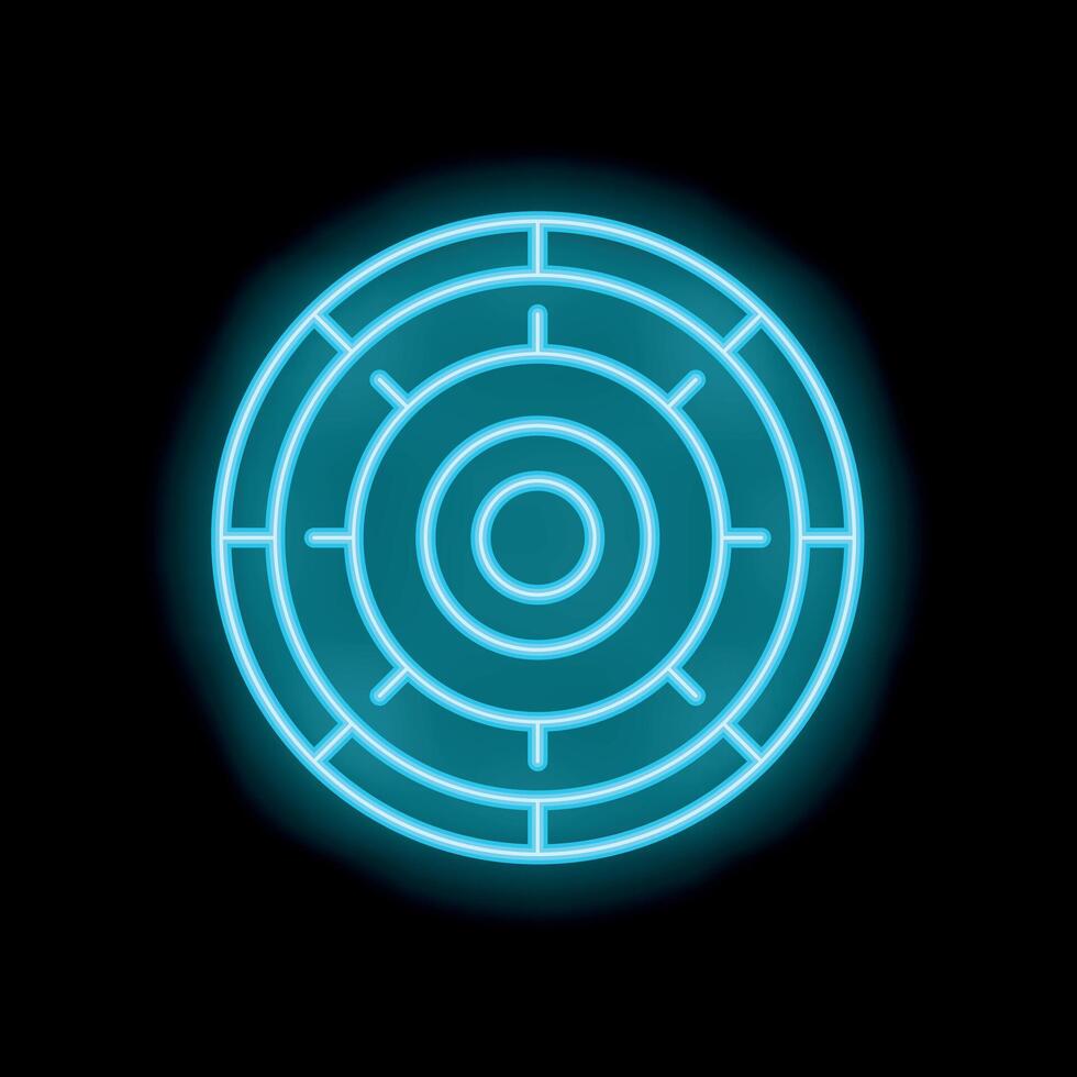 Glowing neon sign of vault door on a black background vector