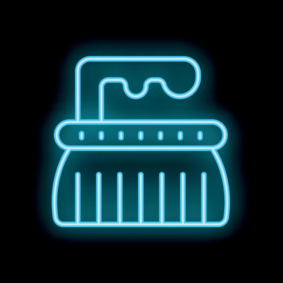 Neon brush glowing icon on dark background representing cleaning vector