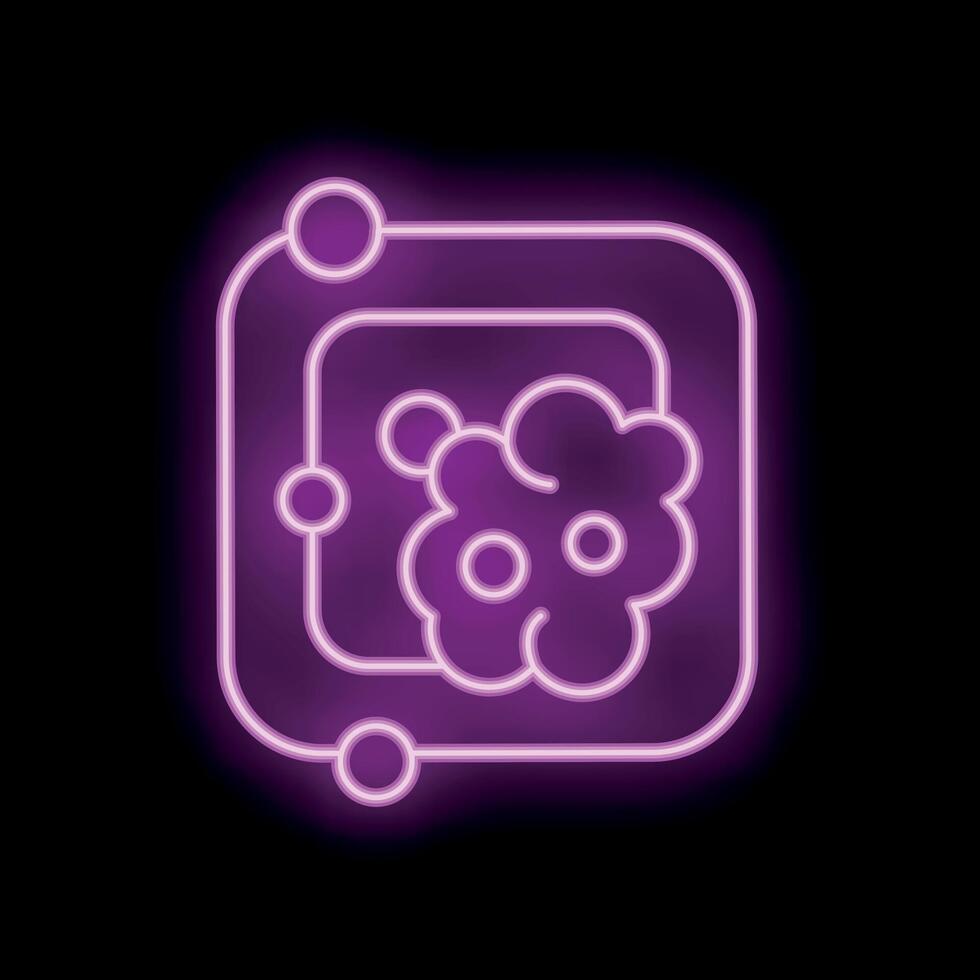 Neon purple machine learning icon on black background vector