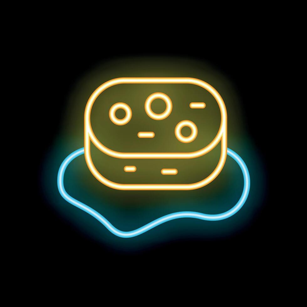 Neon sponge lying in a puddle of water icon vector