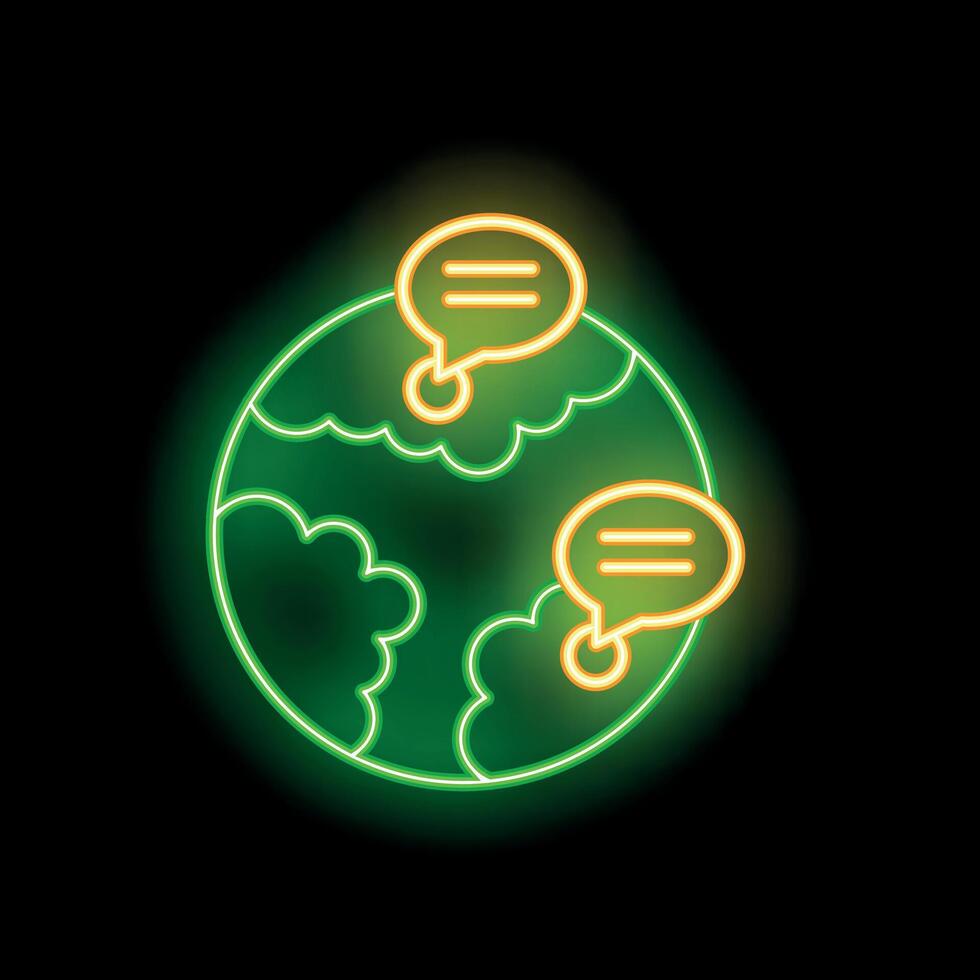 Neon icon of global communication connecting people worldwide vector
