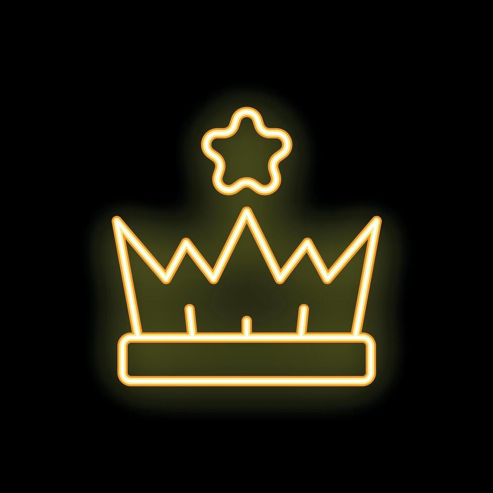 Neon crown with star shining on black background vector