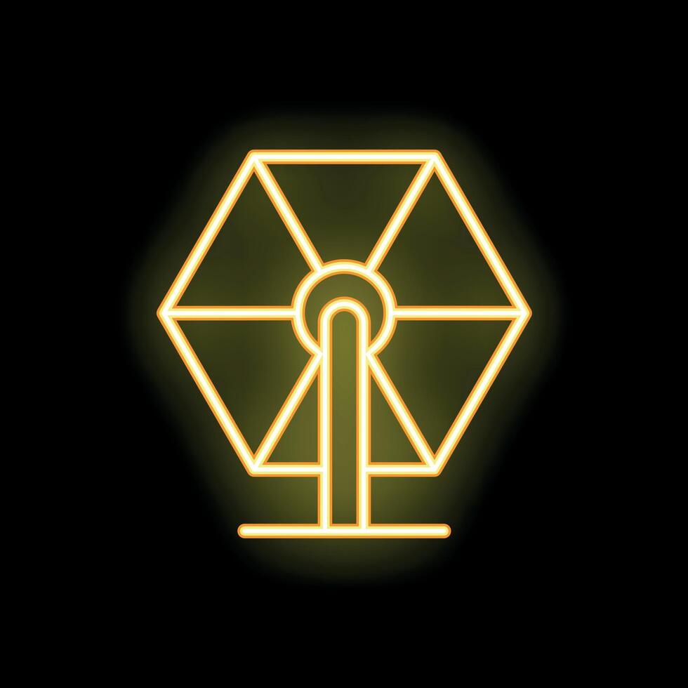 Neon sign representing a wheel of fortune spinning and glowing on a black background vector