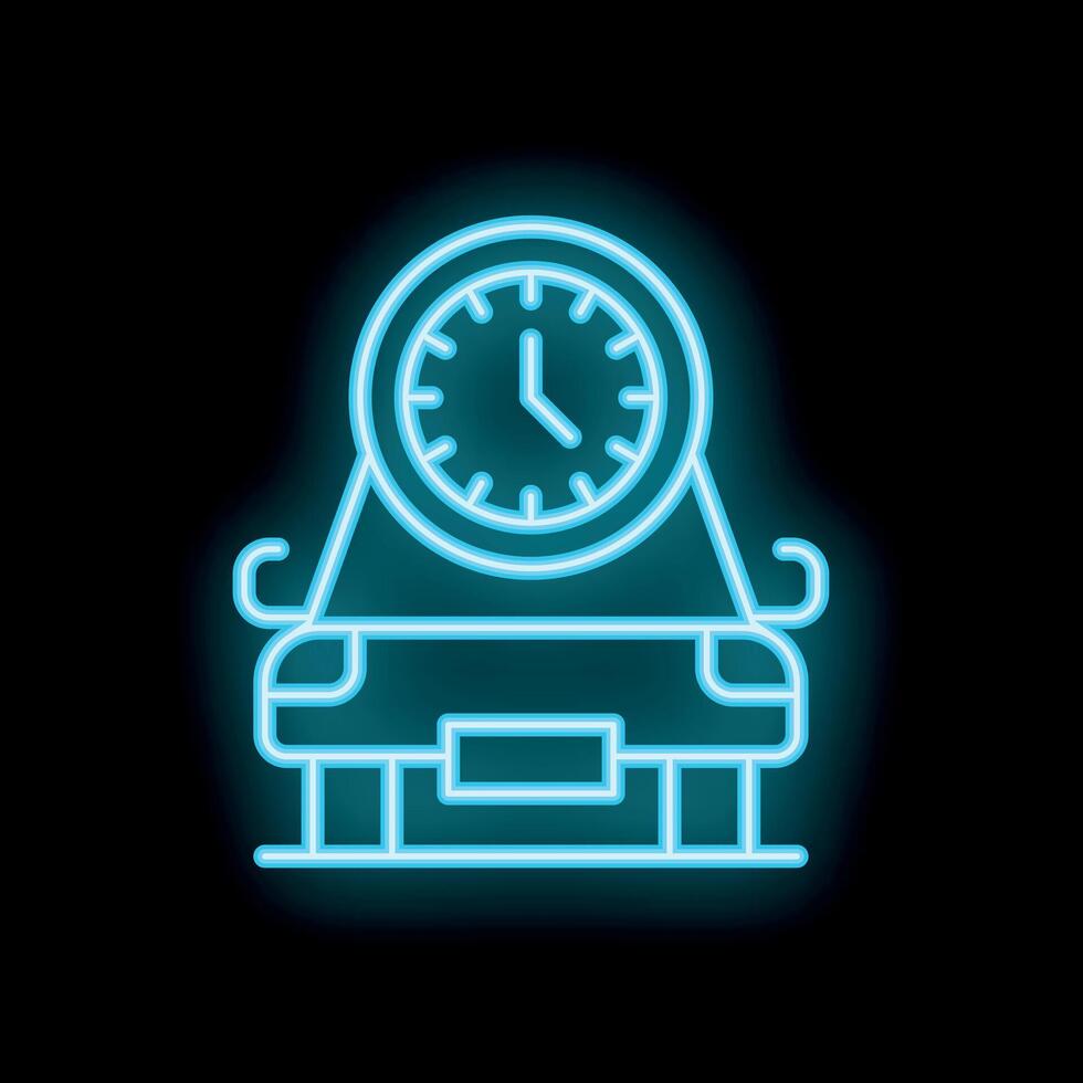 Neon sign representing car rental time limit on black background vector