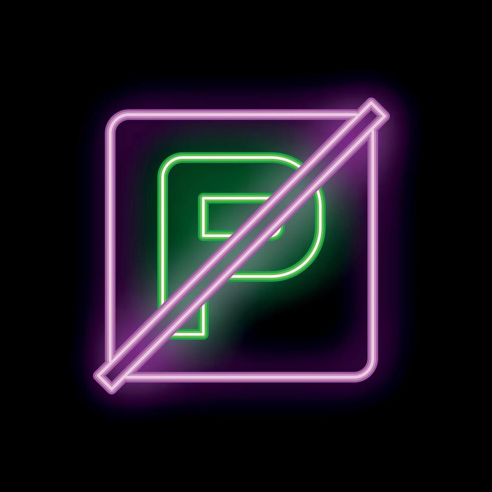 No parking neon sign on a black background vector