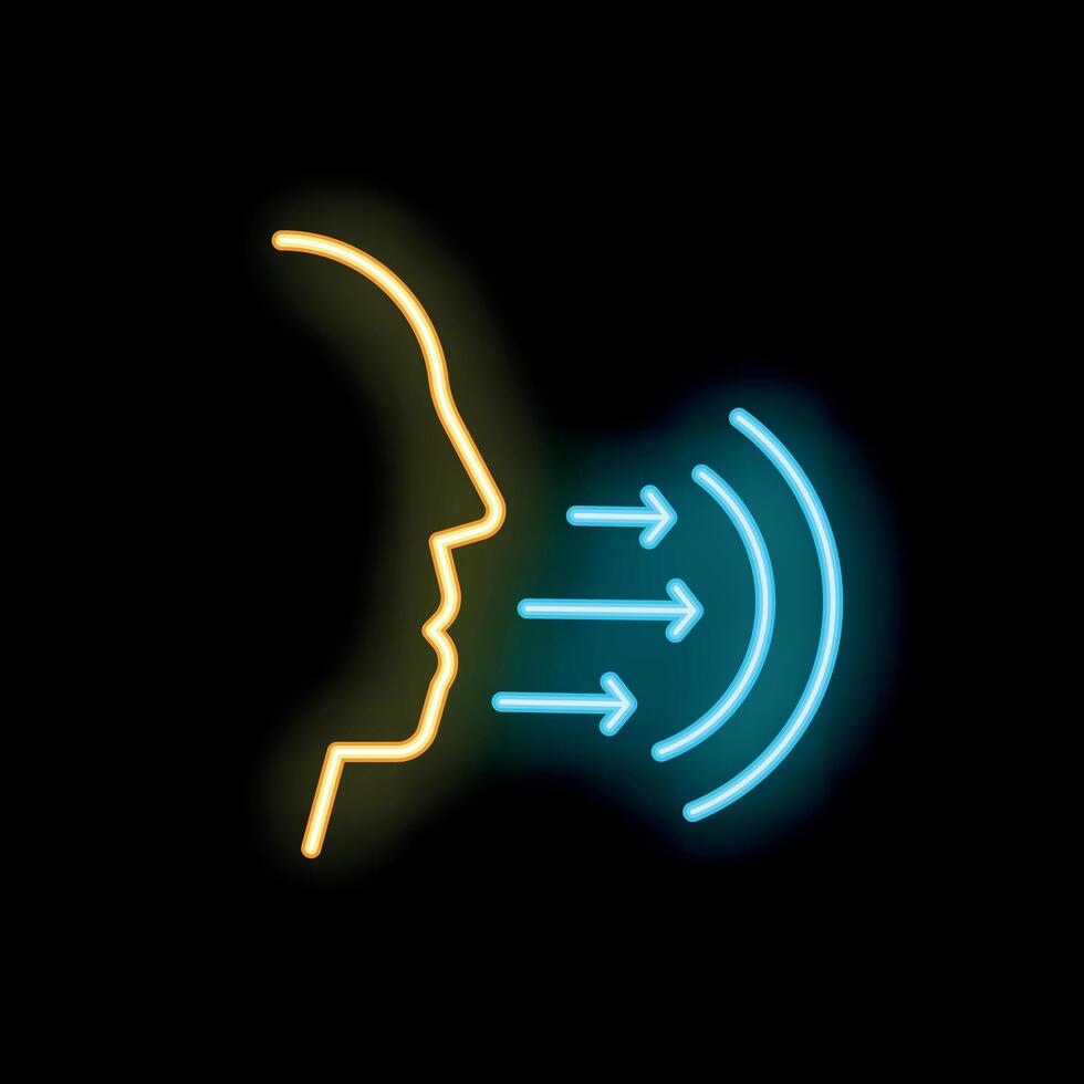 Neon icon of a person talking and spreading information vector