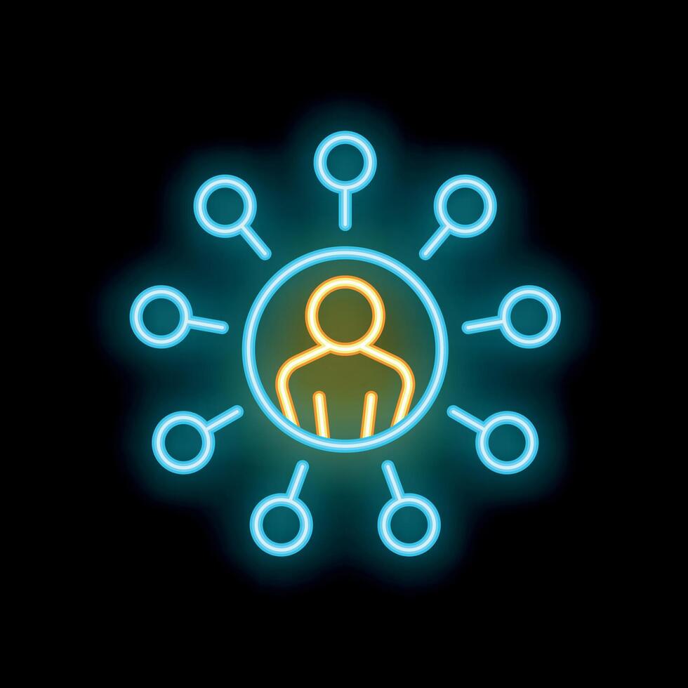 Neon icon of a businessman expanding network of contacts vector