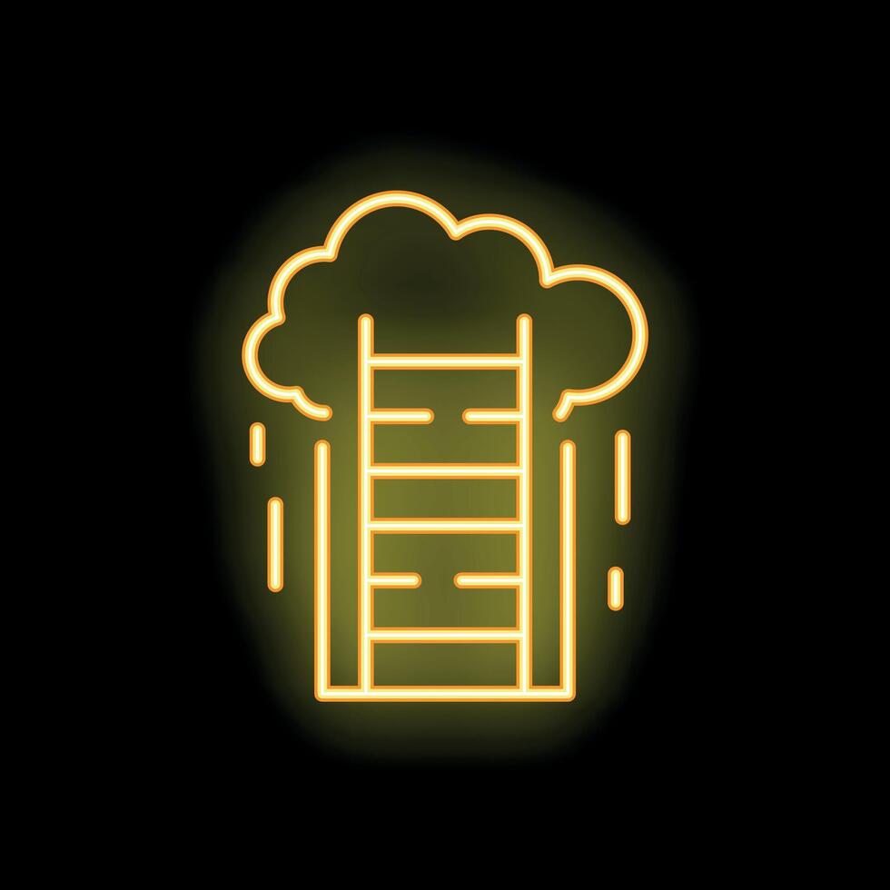 Neon ladder leading to cloud computing and success vector