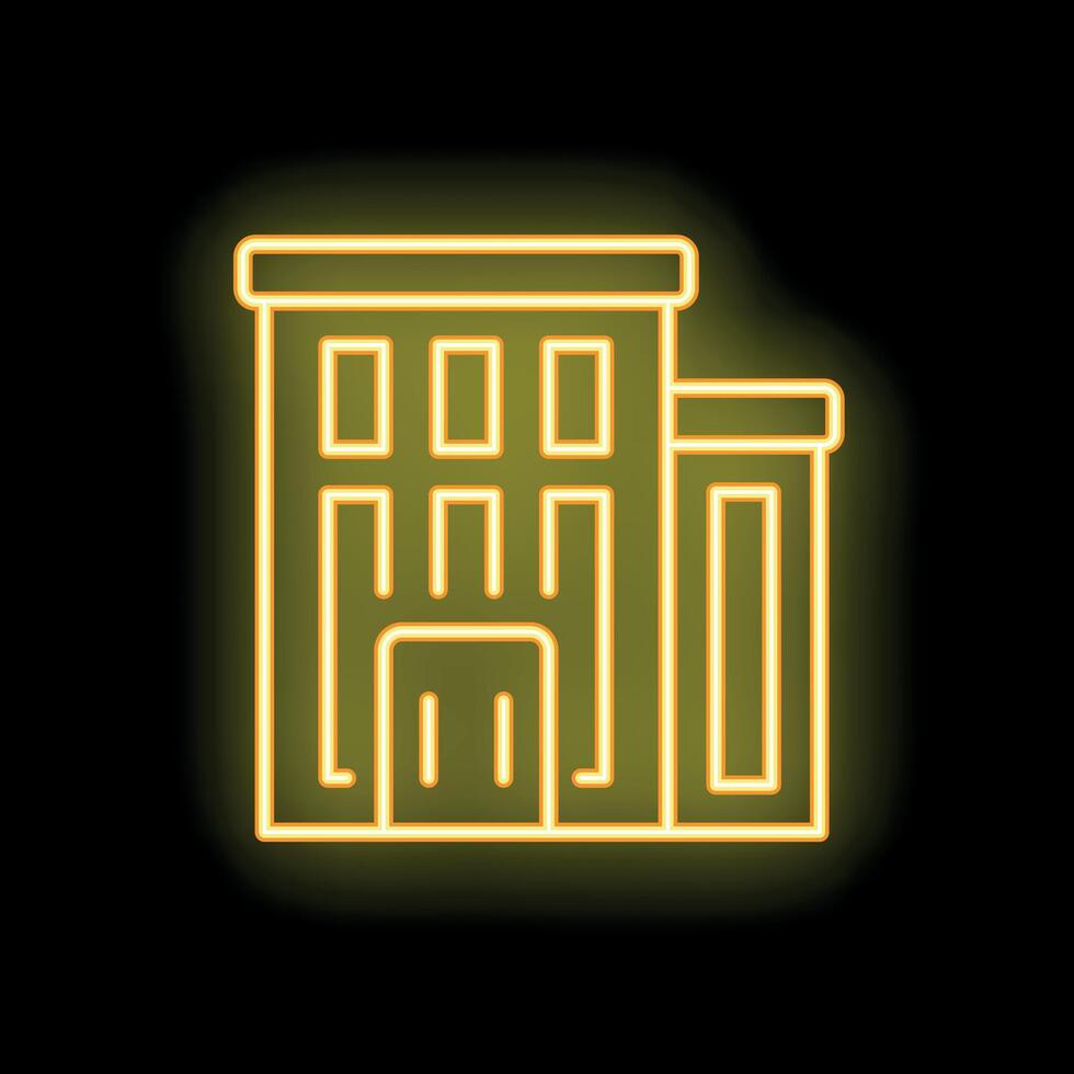 Neon yellow office building on a black background vector