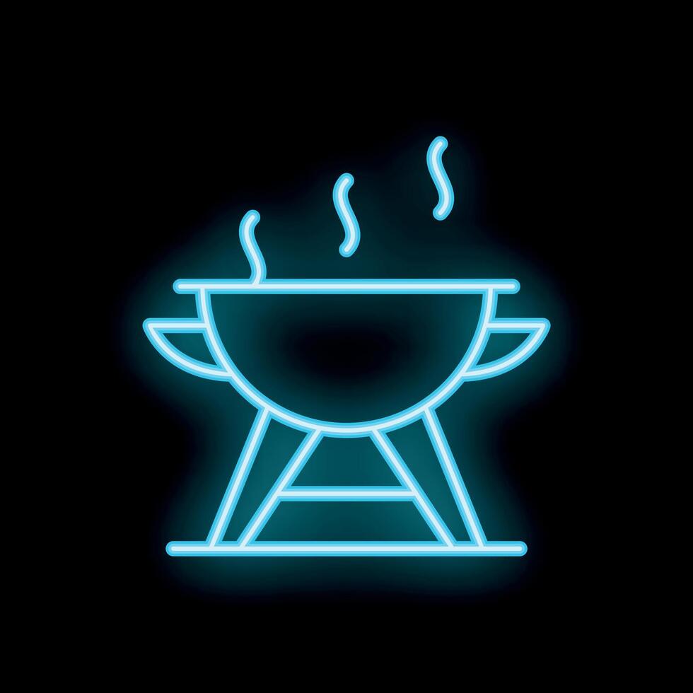 Glowing neon icon of barbecue grill for summer party invitation vector