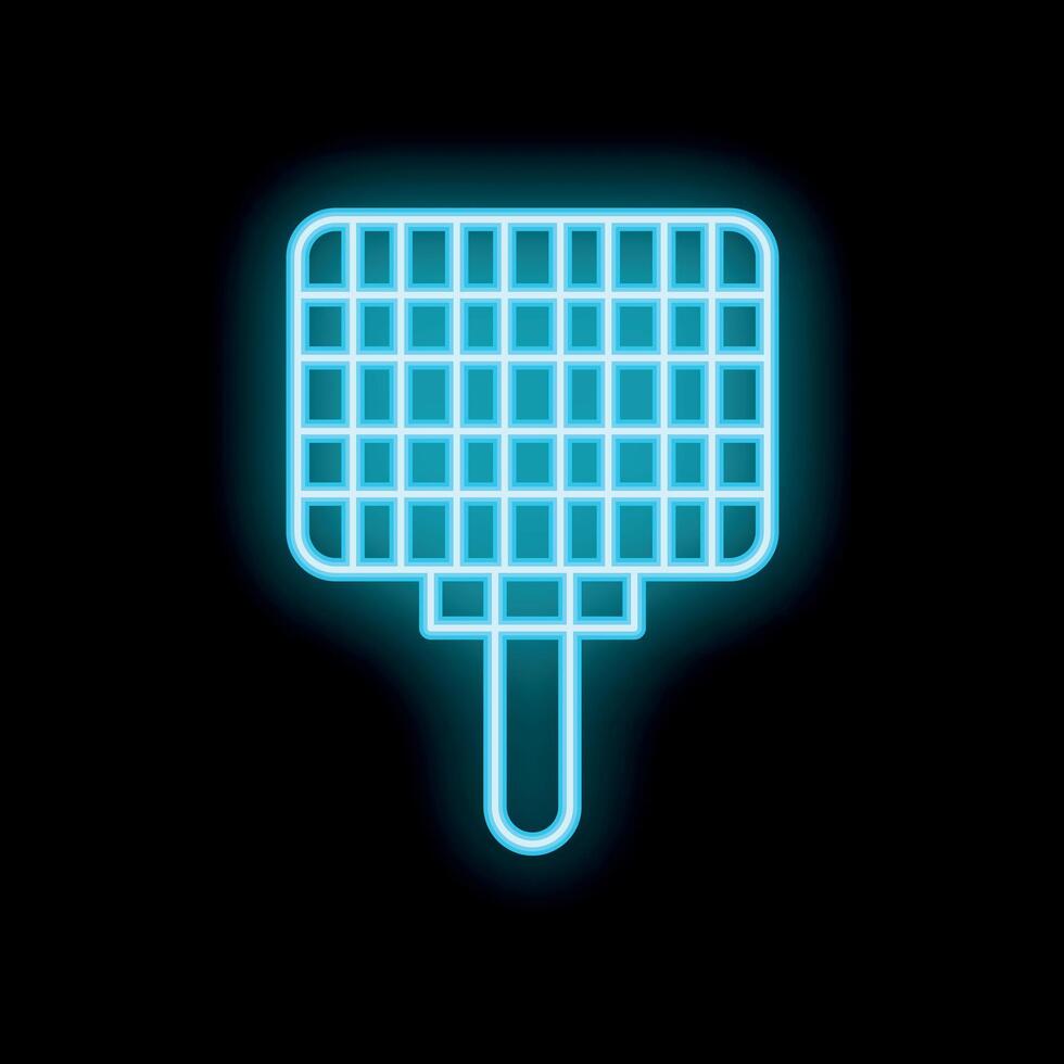 Glowing neon icon of barbecue grill grates for restaurant menu design vector