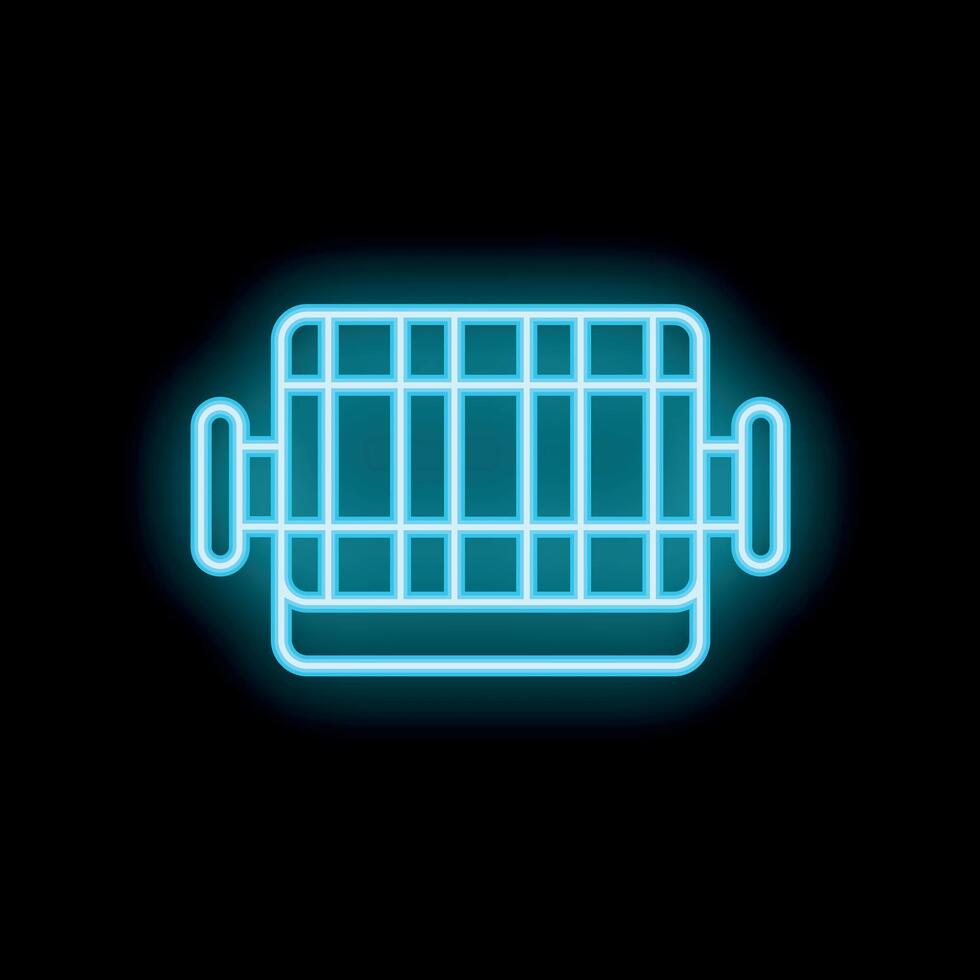 Blue neon sign of empty barbecue grill glowing in the dark vector
