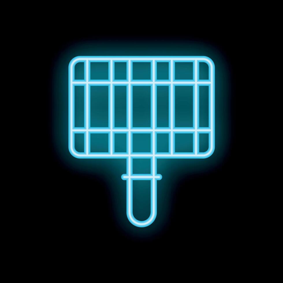 Neon barbecue grill grates glowing on black background vector