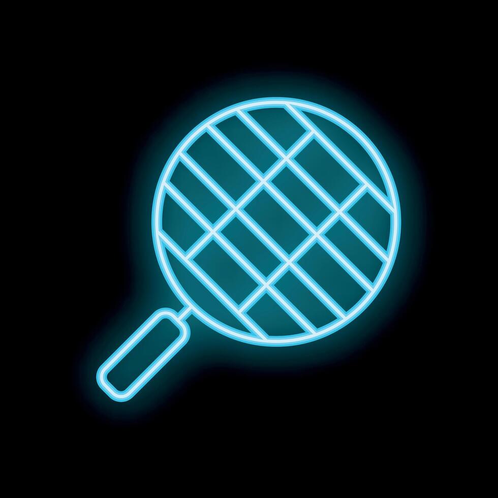 Neon icon of barbecue grill glowing on black background vector