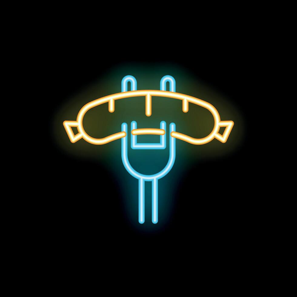 Neon sausage on fork sign for restaurant or bar menu vector