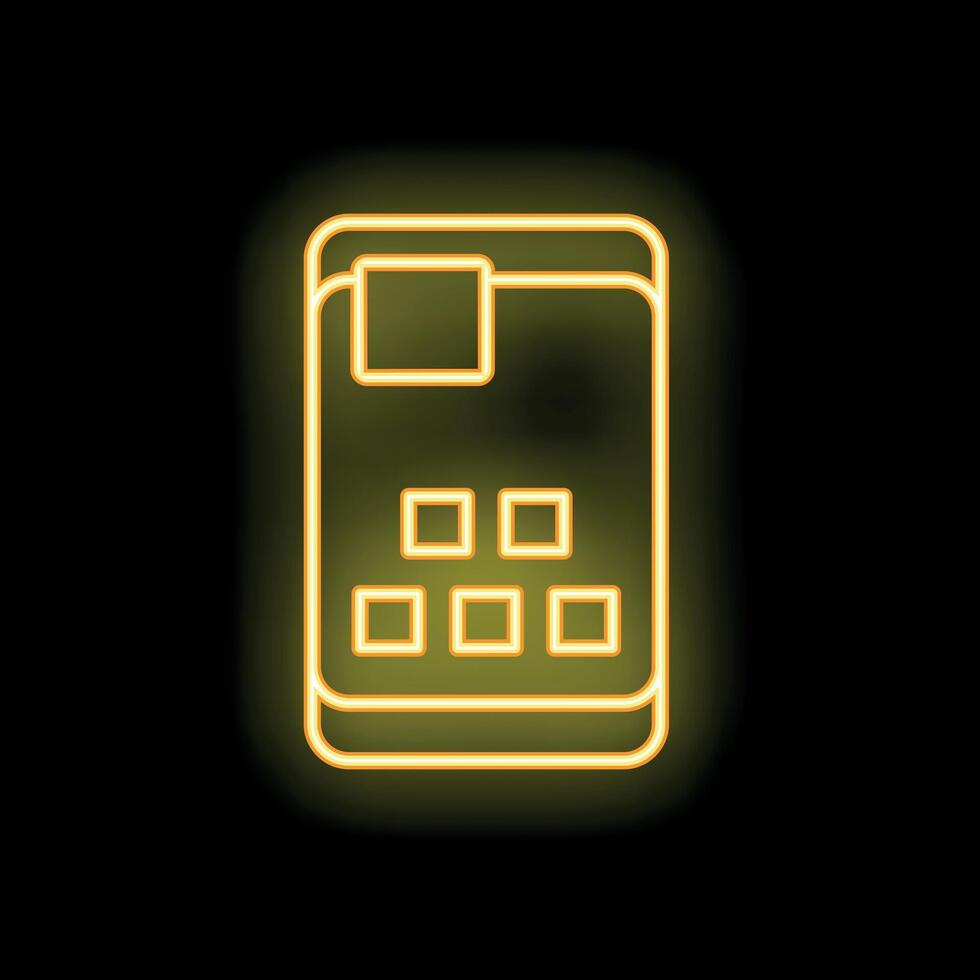 Neon mobile phone displaying security app interface vector