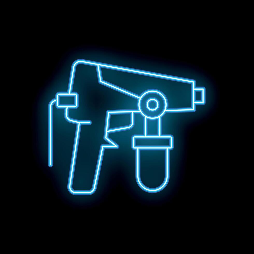 Blue neon spray gun shining in the dark vector