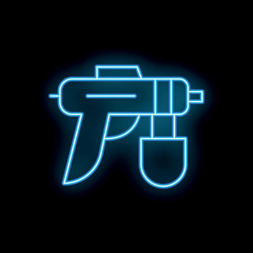 Neon icon of airbrush for applying paint or tanning spray vector