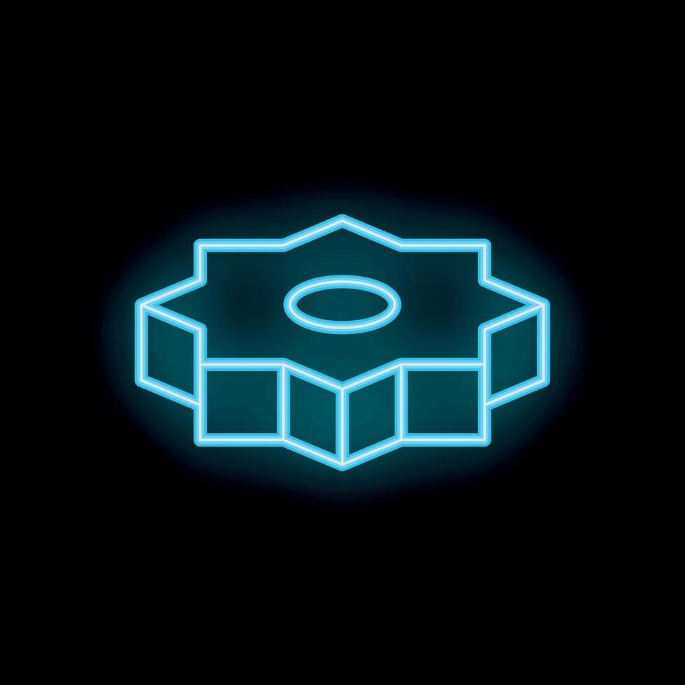 Blue neon gear shining in the dark background vector