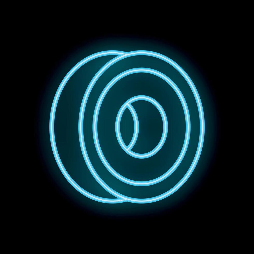 Blue neon light glowing concentric circles wall decoration vector