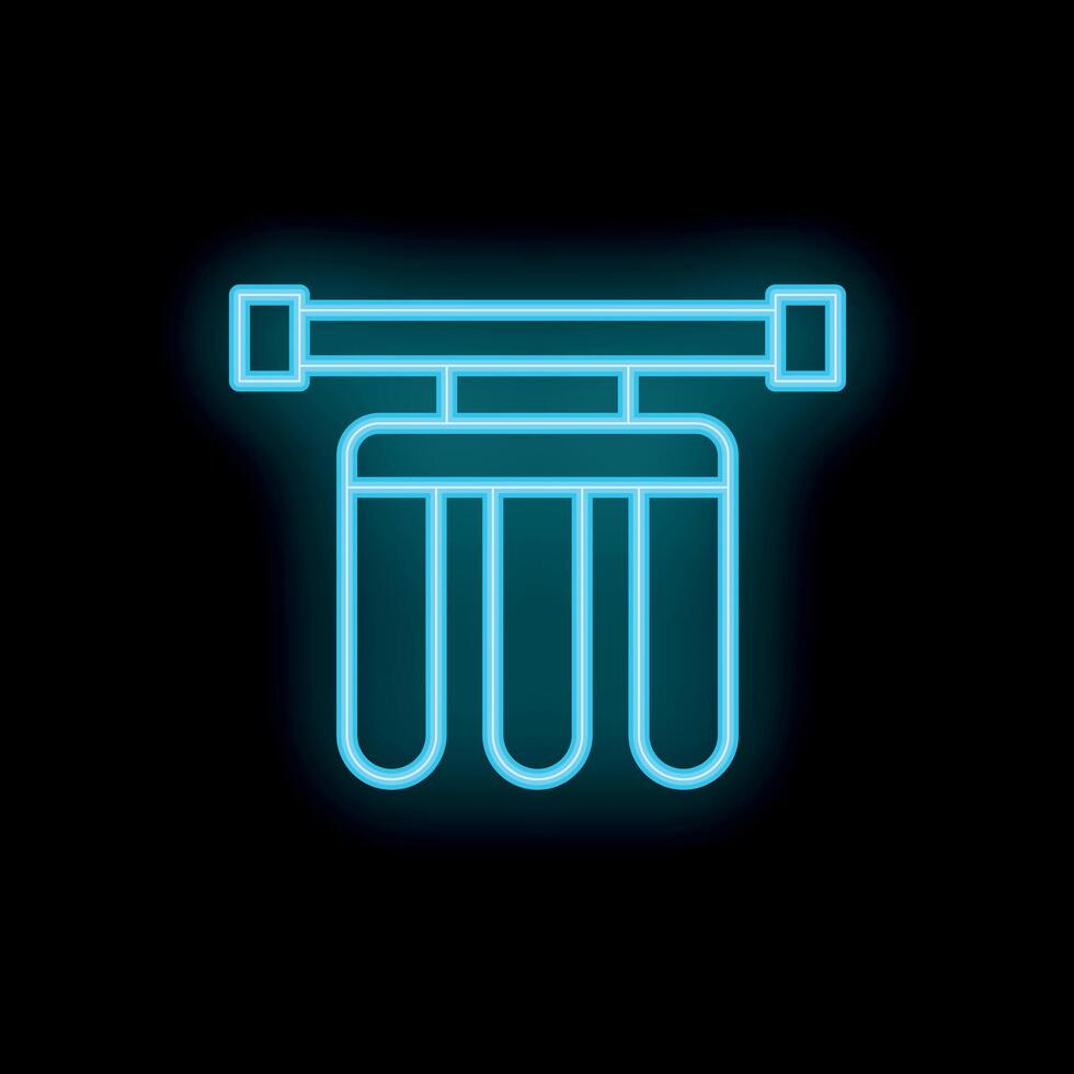 Blue neon icon of water filter cartridges hanging on wall vector