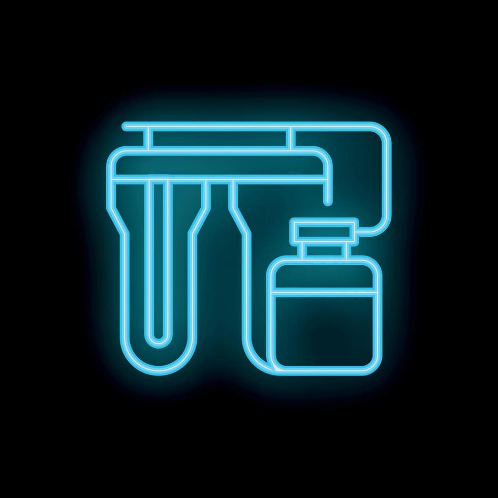 Neon icon of iv infusion drip delivering fluid solution vector