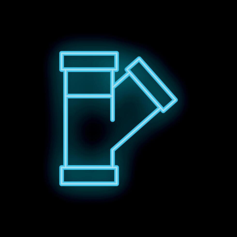 Blue neon style icon of a plumbing y shaped pipe connector vector