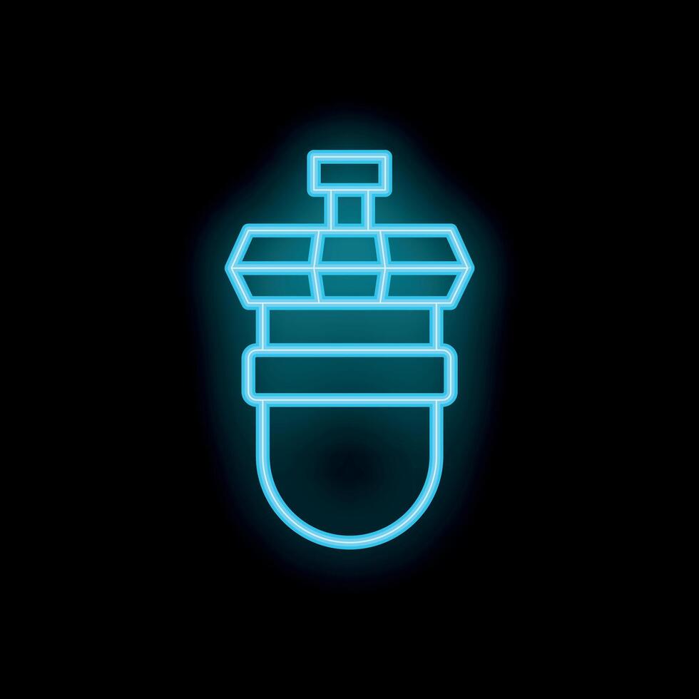 Neon icon of observatory telescope glowing on black background vector