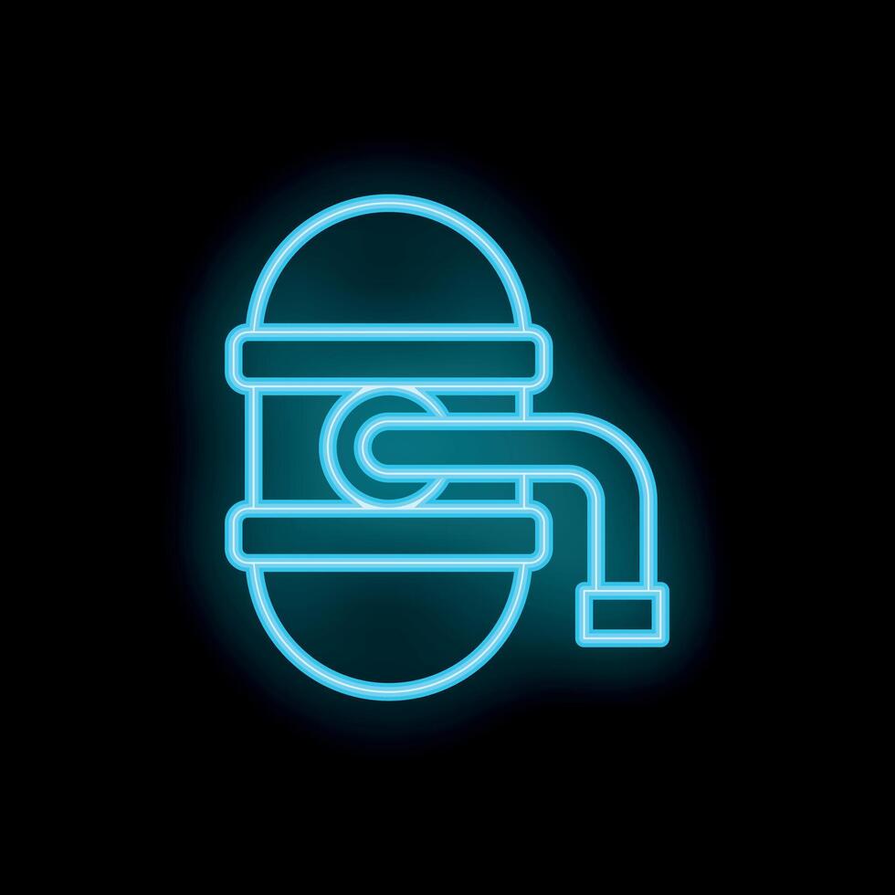 Blue neon sign of beer keg with tap on black background vector