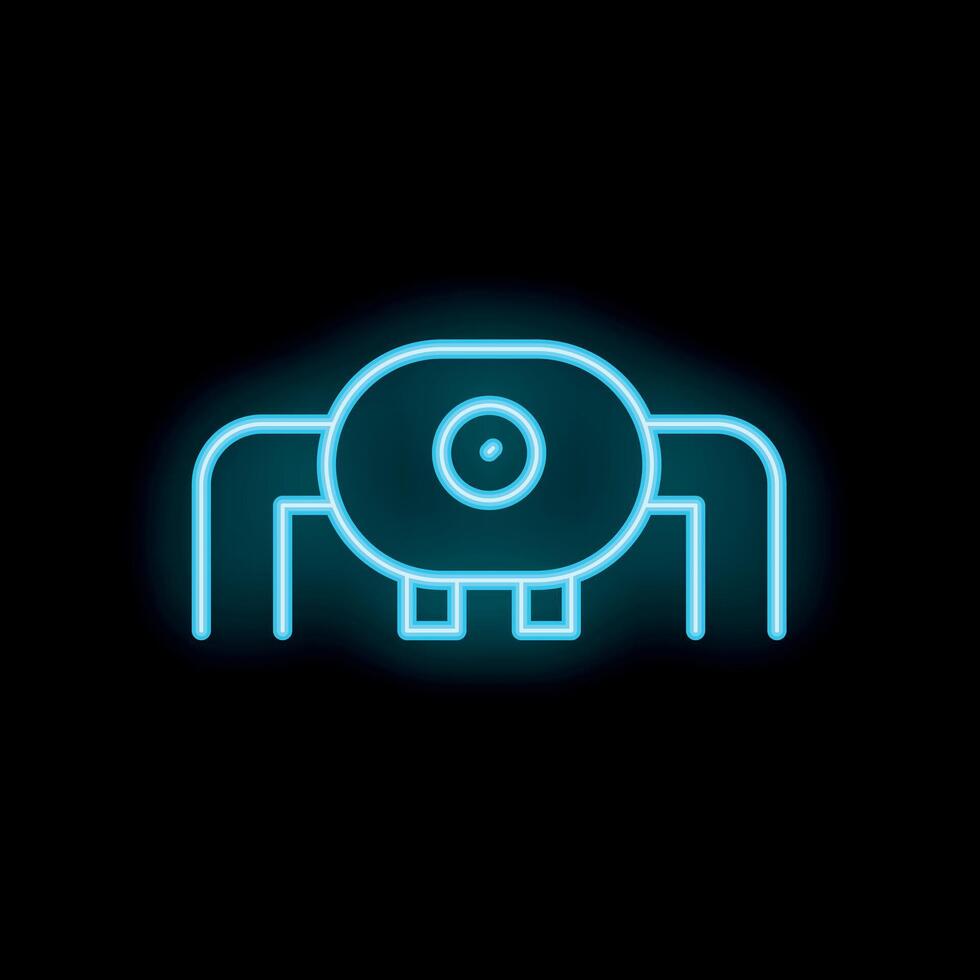Neon style icon of spider with one eye crawling vector