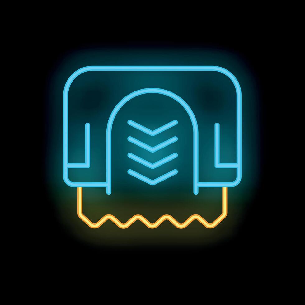 Neon sign showing paper towel dispenser for drying hands in public bathroom vector