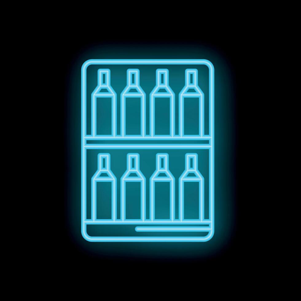 Neon sign displaying wine bottles inside a refrigerator vector