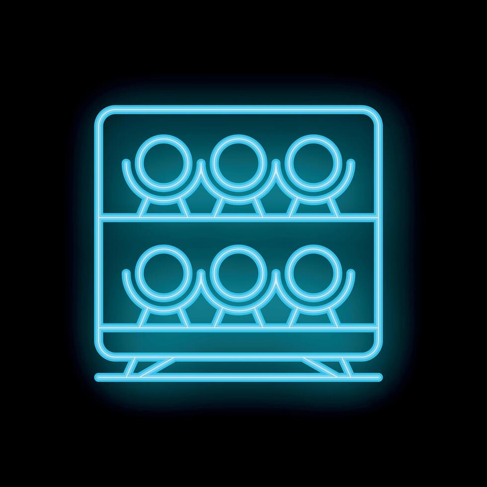 Neon icon of wine bottles resting on a wine rack vector