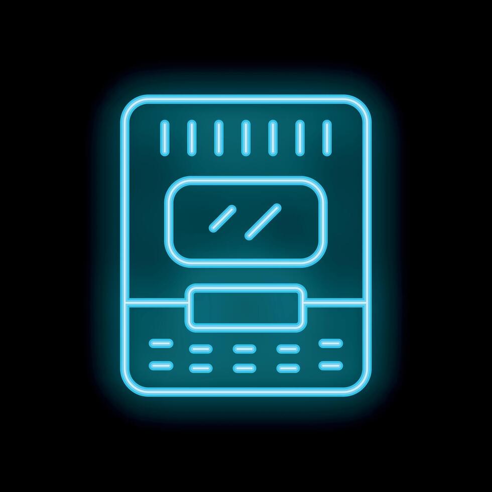 Neon icon of voice recorder capturing audio vector