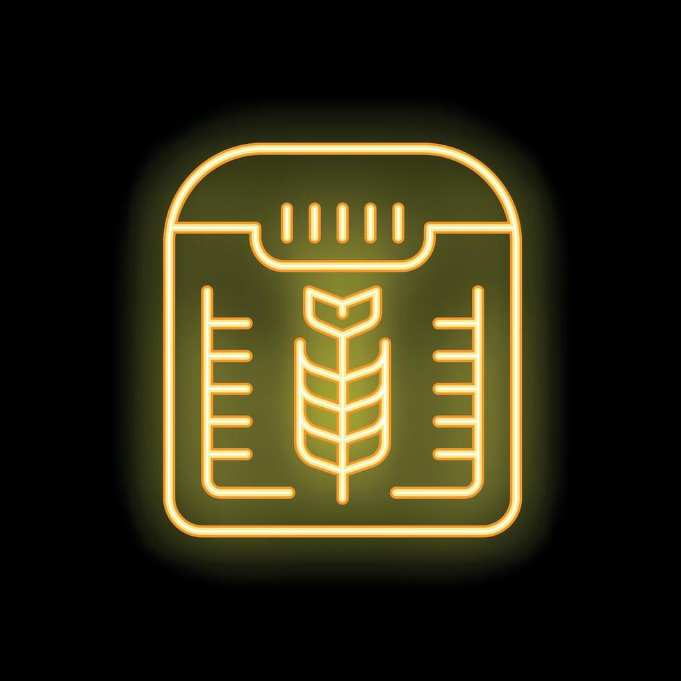 Neon icon of smart farming technology showing wheat growth data vector