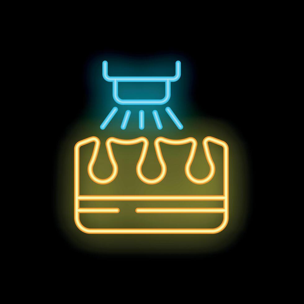 Neon icon of skin being cleansed and having pores opened vector