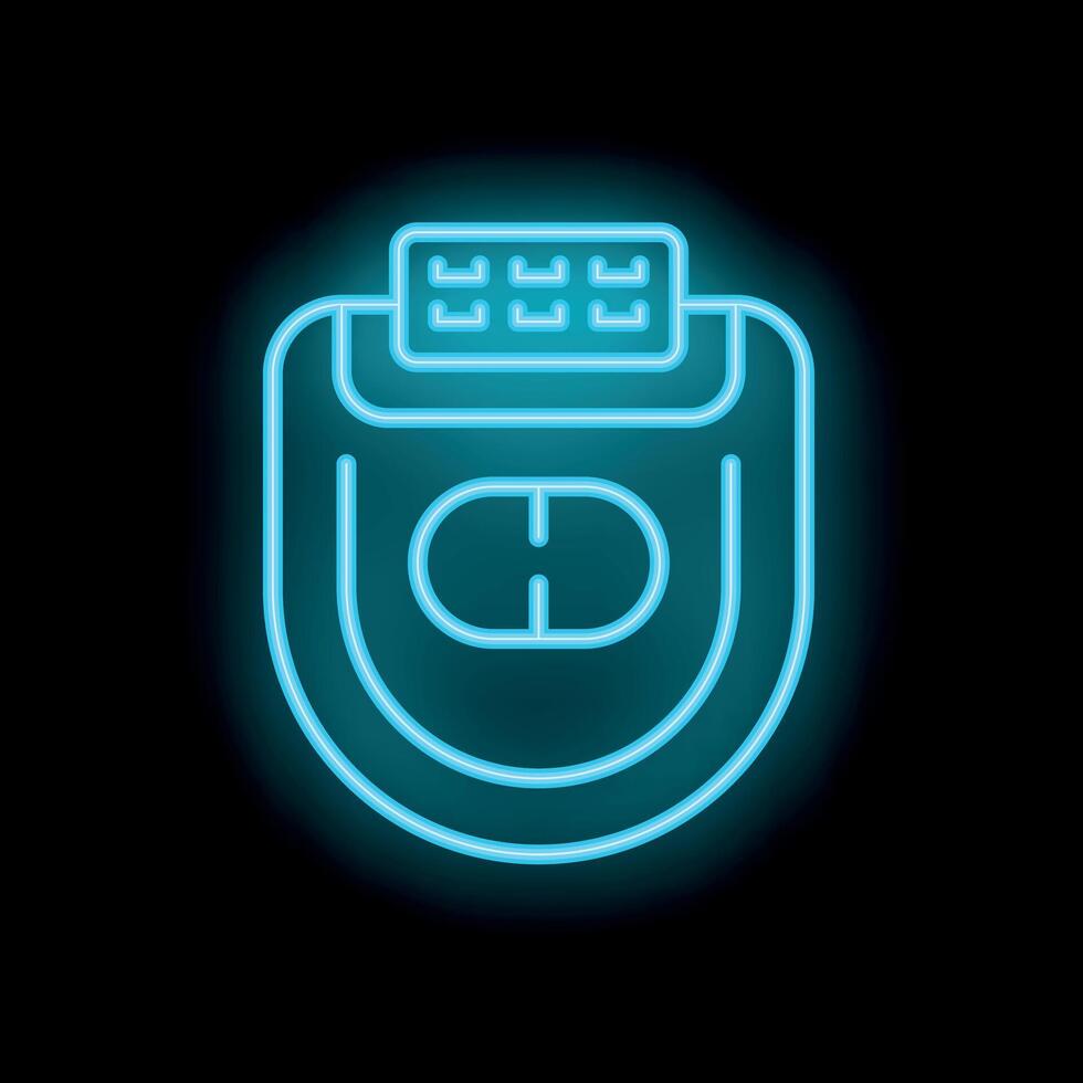 Neon icon of smart scale showing body mass index on black background vector