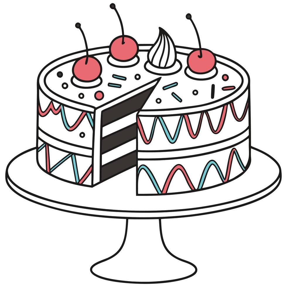 Celebrate With a Happy Birthday Cake. vector
