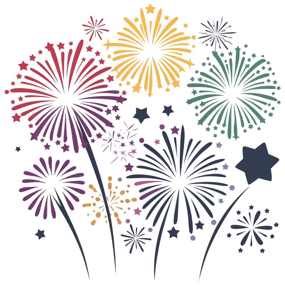 Fireworks Illuminate the Sky. vector