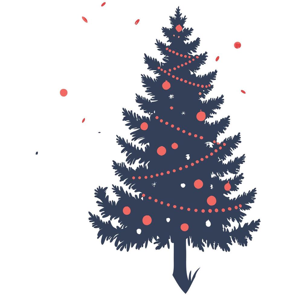 A Christmas tree with red decorations. vector