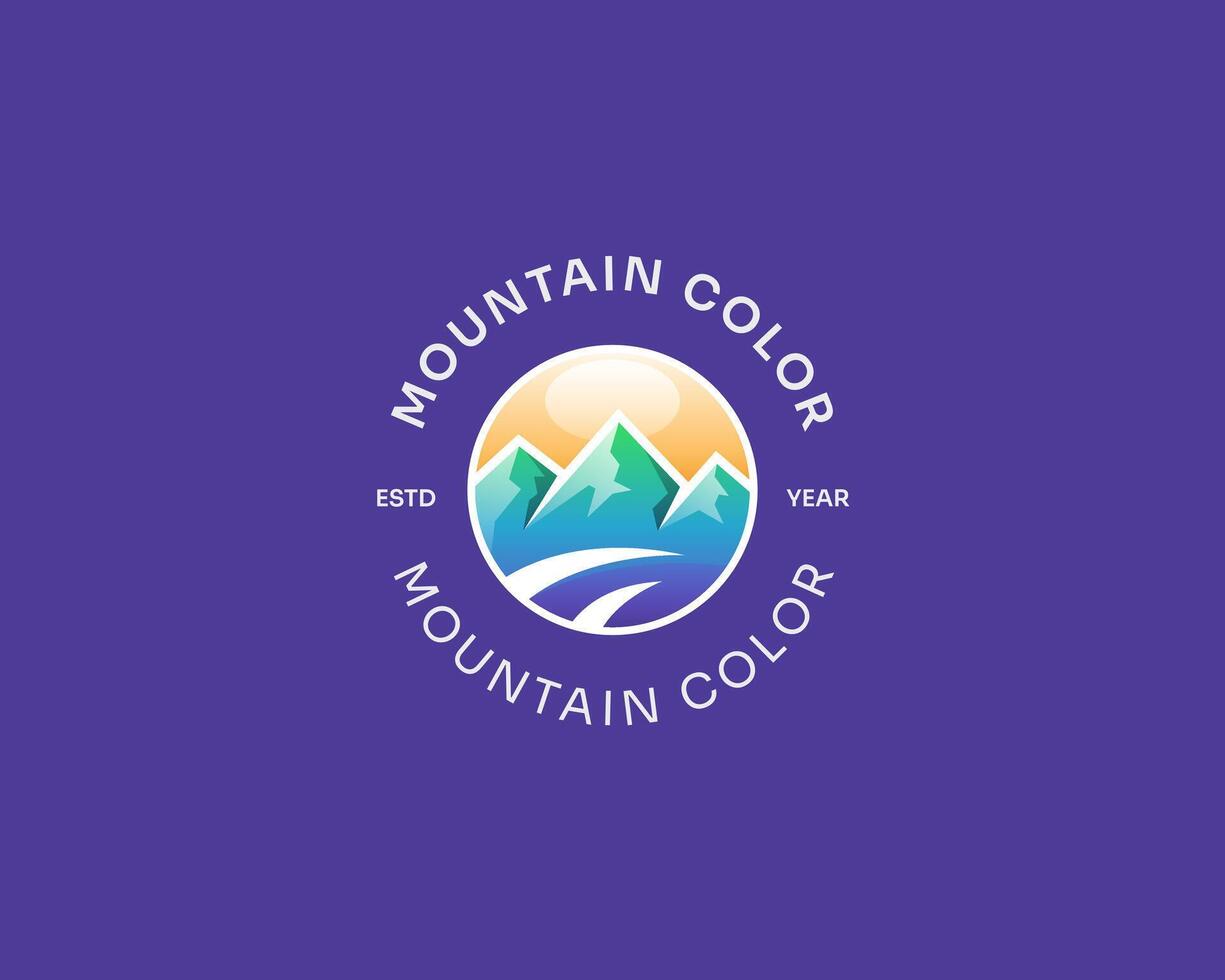 Abstract mountain circle logo template vector