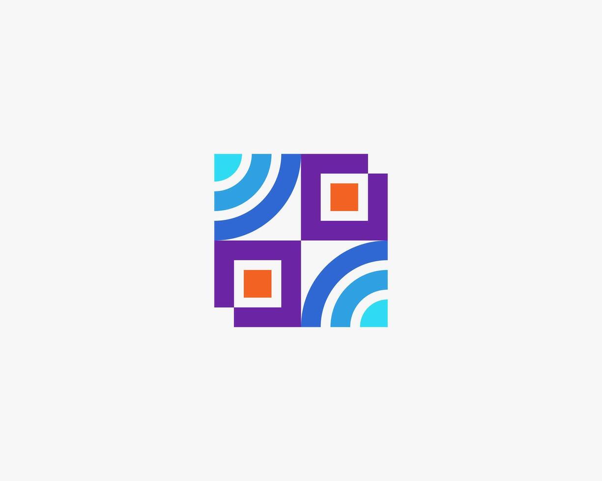 Abstract square pixel and signal logo vector