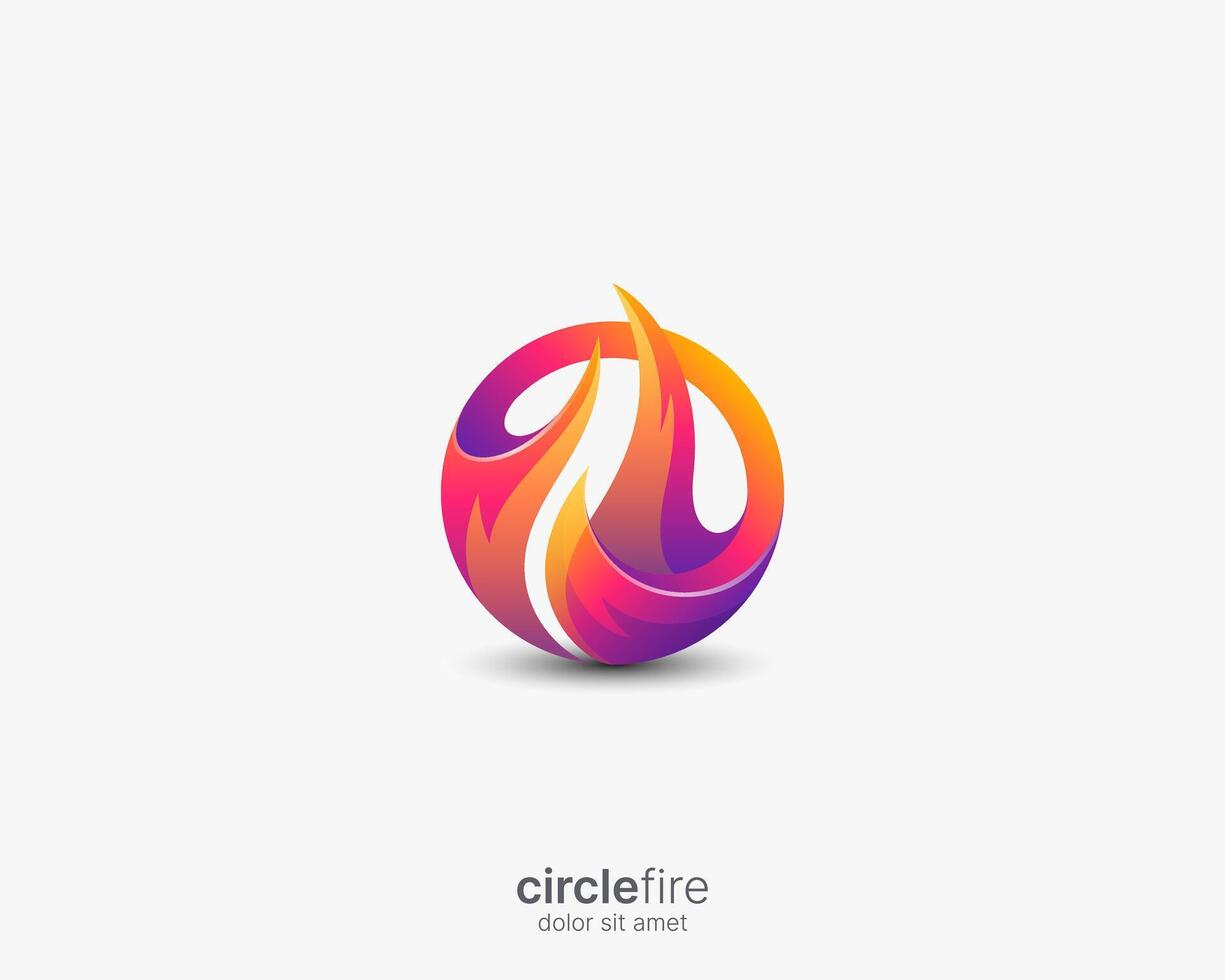 Colorful circle fire logo gradient vector