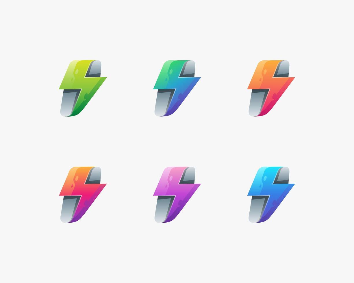 Thunderbolt logo. Abstract creative power energy gradient icon vector