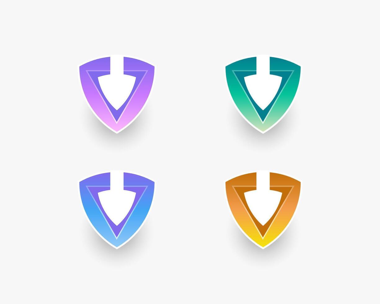 Set of creative combination triangle and shield logo vector
