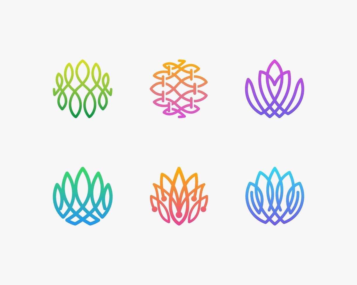 Abstract line logo. Creative line flower gradient icon vector