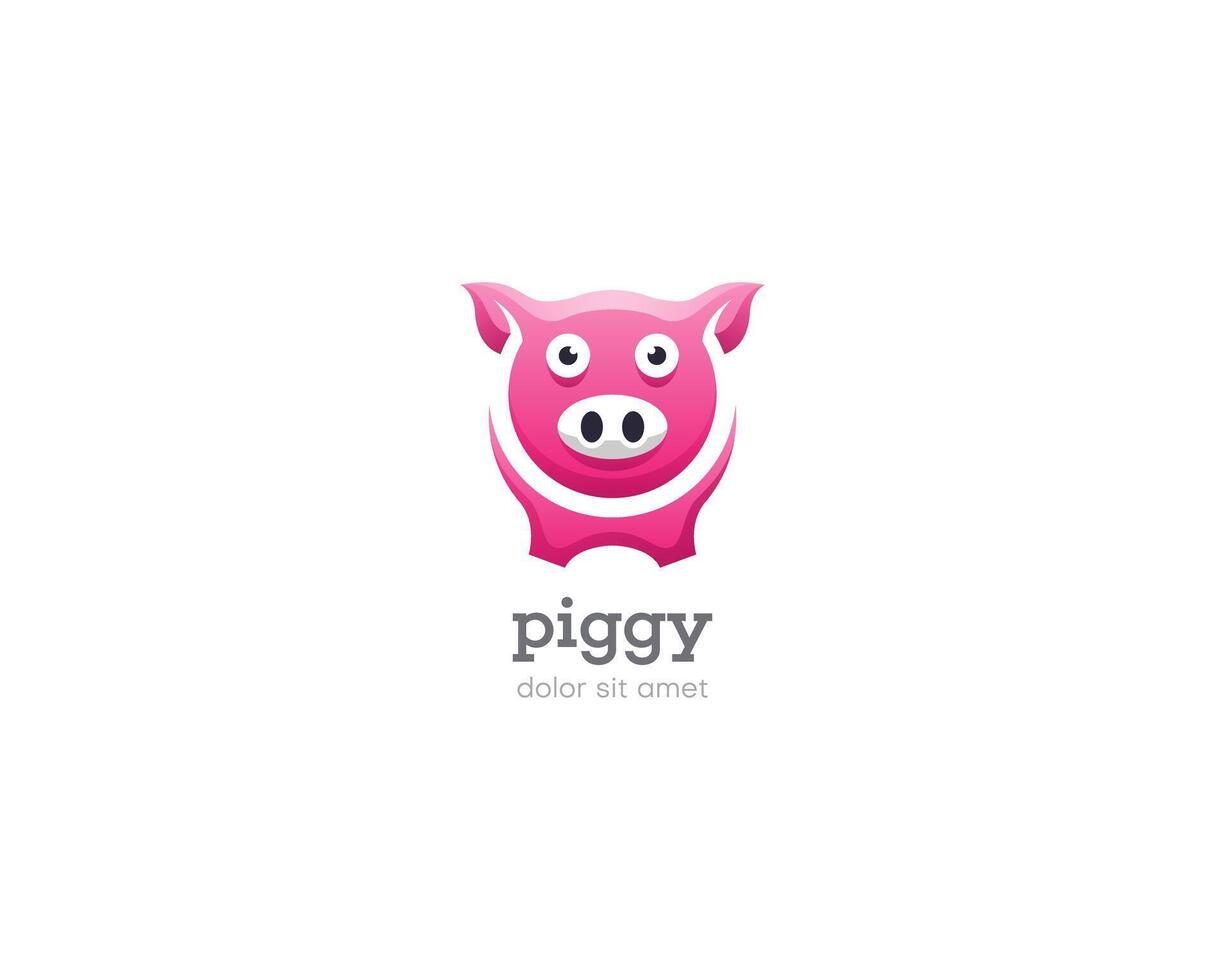 Pig logo. Pink piggy face gradient icon vector