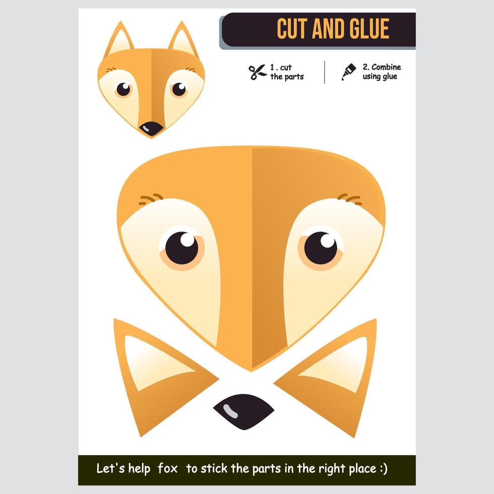 Fox cut and glue craft vector