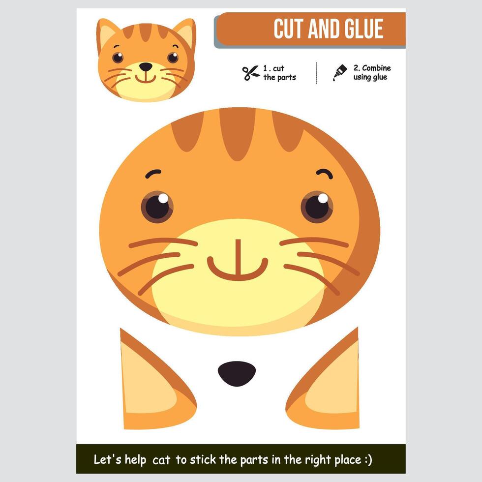 A cat cut and glue craft activity vector